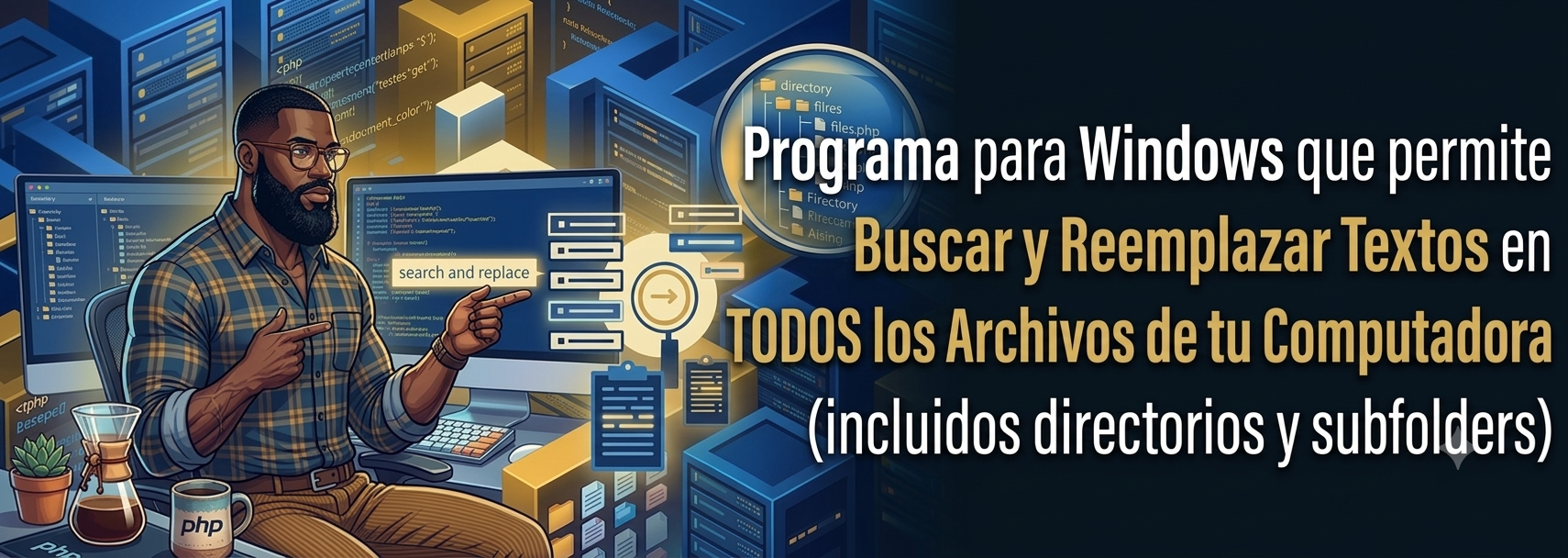Programa Windows para buscar y remplazar textos en archivos de computadoras y subfolders